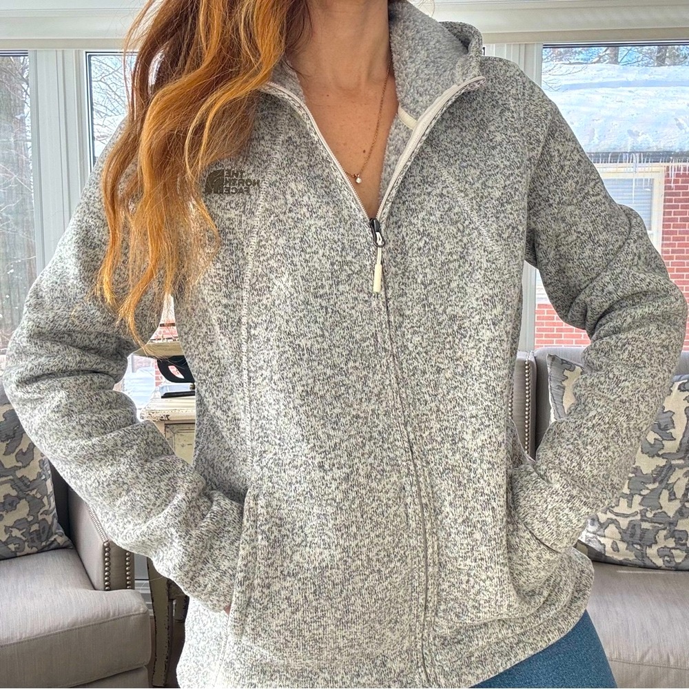 The North Face Women’s Fleece Zip-Up Hooded Jacket - Heather Gray, Size Large